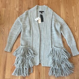 Banana Republic Long Shawl Collar Fringe Cardigan Sweater